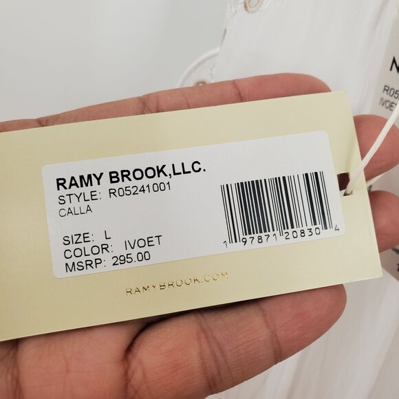 Ramy Brook Calla Top Women Size Large NWT Scallop Hem Sleeveless Halter - Picture 7 of 12